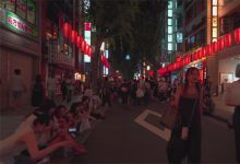 【352款】第一视角走拍国外城市街拍道街景下雨夜景视频素材