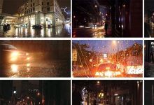 【96款】城市街道雨夜下雨天雨中车流人流夜景视频素材